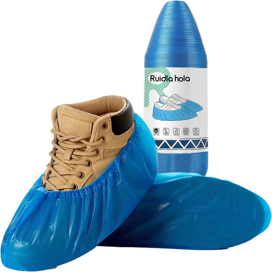 Shoe Covers Disposable Non Slip - 70‑Pack Compact Tear‑Off Roll, Waterproof CPE Boot Covers,Disposable Shoe Covers, Shoe Booties for Indoor Use, Home Cleaning, Real Estate (One Size Fits Most)