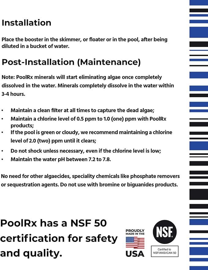 Pool RX 332066 PoolRX+ Booster Black Swimming Pool Algaecide, Single Unit
