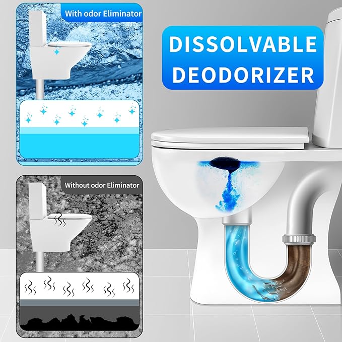 BEBOBLY RV Toilet Treatment Drop Ins, Extra Strength Septic Tank Treatment & Cleaner, Waste Breakdown/Odor Control, RV Black Tank Treatment for RVs, Boats & Portable Toilets, Odor Eliminator (50 Pack)