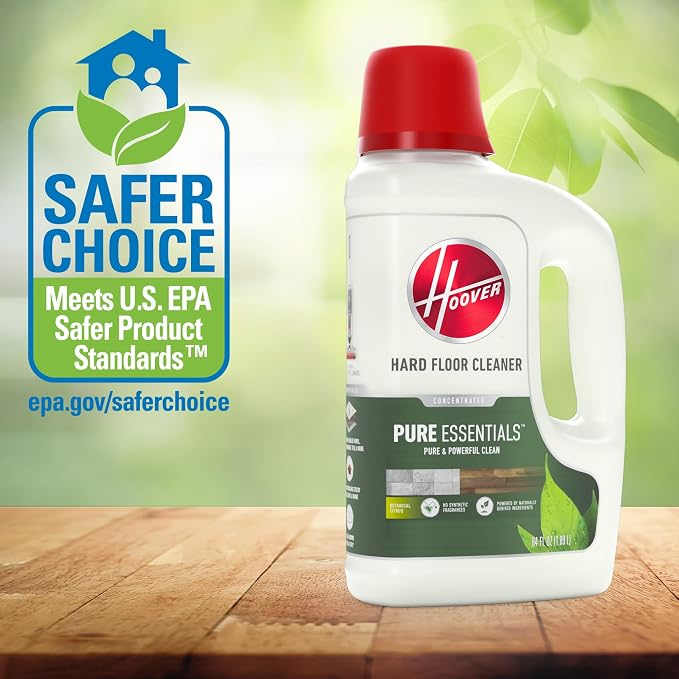 Hoover 64 oz Pure Essentials Hard Floor Cleaner Solution, for Sealed Hard Floors, Botanical Citrus Scent, Full Strength Cleaning Made From Plants, AH31465