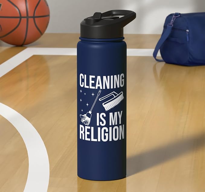 Cleaning is my Religion Cleaning Stainless Steel Insulated Water Bottle