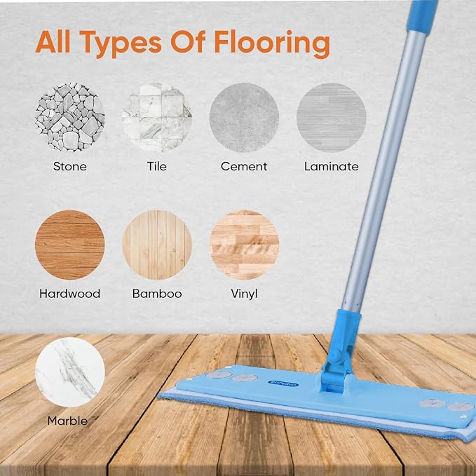 Superio Telescopic Miracle Mop with dusting and Mopping pad Refills, Kitchen, and Bath Cleaning, for Hardwood Floors, Ceramic Tiles, Linoleum