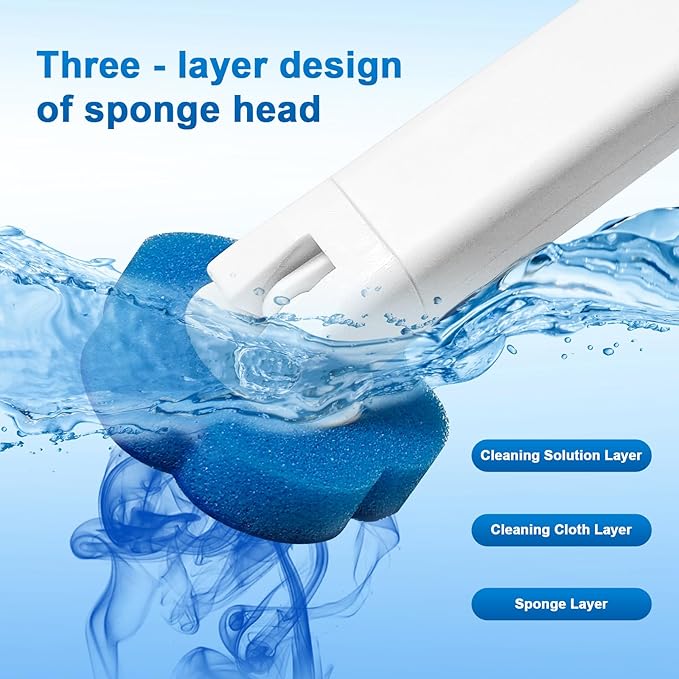 Disposable Toilet Brush Toilet Bowl Cleaner,Toilet Cleaning Supplies,Toilet Bowl Brush,Toilet Cleaner Brush,Toilet Brush with Holder,48 Refills for Cleaning and Hygienic (White Starter Kit)