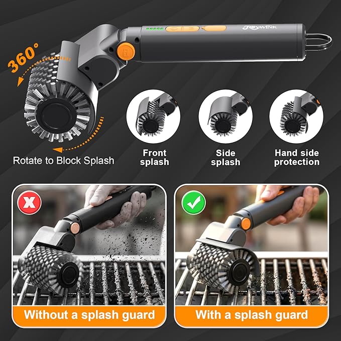 Upgraded Electric Grill Brush - Extreme 50kg Torque Power Grill Brush, 7.4V Motor, Safe for All Grills, SUS304 Anti-Shedding Bristle, with Heat Resistant Mat & Polishing Pad