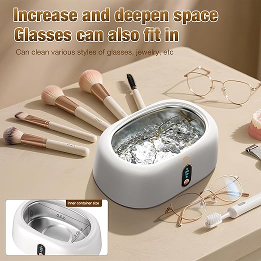Ultrasonic Cleaner - 45KHz Ultrasonic Cleaner Machine for All Jewelry, Eyeglasses, Watch Straps, Retainer, Dentures. 16oz 304 Stainless Steel Tank with 4 Cleaning Modes, Gift for Wife,Mom,Daughter