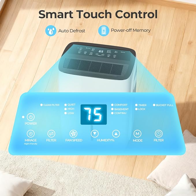 Electactic Max 120 Pint Dehumidifiers for Medium/Large Rooms, Bedrooms & Bathrooms & Basement, Custom Humidity Control, 43dB Quiet, 3 Modes, Home Dehumidifier with Drain Hose & 1.06 Gal Water Tank