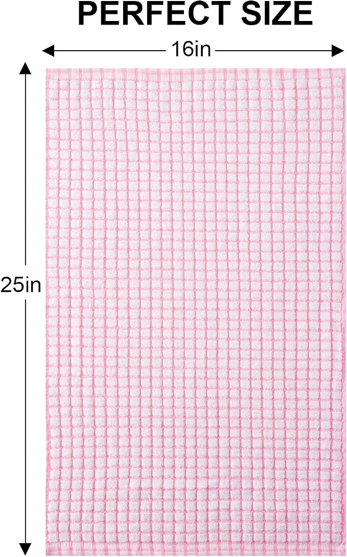 Kitinjoy Cotton 8 Pack Terry Kitchen Towels, 16 x 25 Inches Super Soft and Absorbent Dish Towels, Quick Drying Hand Towels for Kitchen Drying, Pink