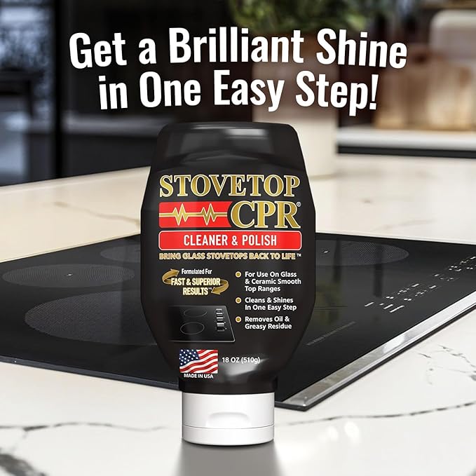Stovetop CPR 2-in-1 Glass Stovetop Cleaner and Glass Polish(18oz)-Ceramic Top Stove Cleaner, Oven Top, Cooktop, Electric Stove Ceramic (18 Ounce (Pack of 2))