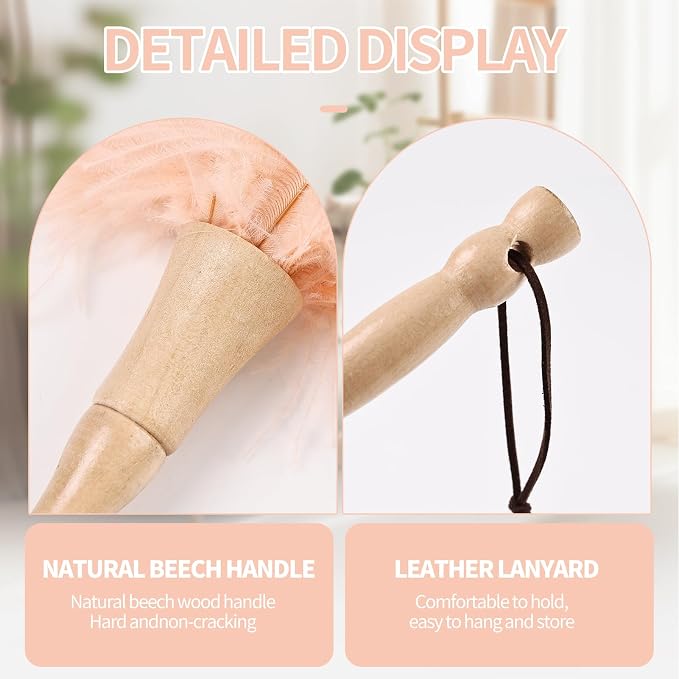 Ostrich Feather Duster 12 Inch Handheld Duster Supplies, Wooden Handle Feather Duster for Cleaning Keyboard Home Car Office (Champagne 10Pcs)