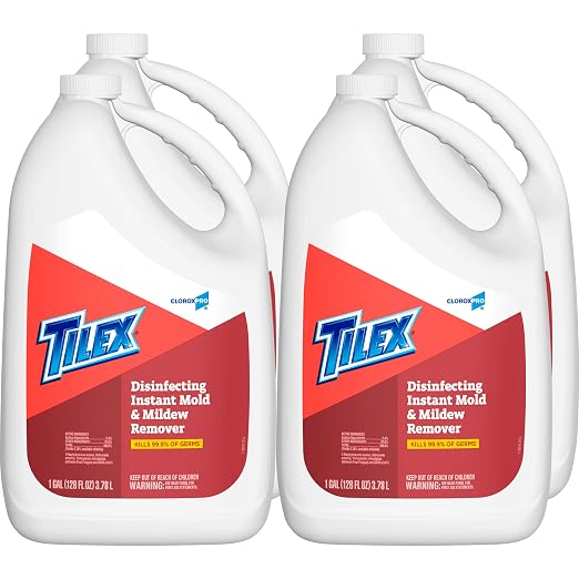 CloroxPro Tilex Disinfecting Instant Mold and Mildew Remover Refill, 128 Ounces Each (Pack of 4) (35605) Package May Vary