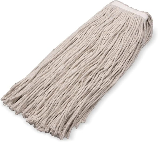 SPARTA Flo-Pac Cotton Mop Head, Cut-End, Narrow Band with White Band for Organized Cleaning, 44 Inches, Tan, (Pack of 12)