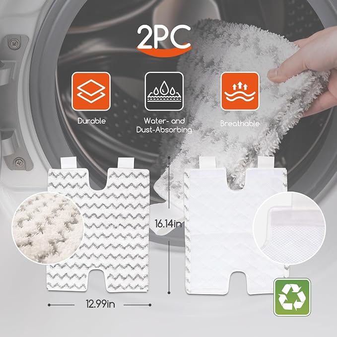 REECOO Steam Mop with Attachments/Pad 2PCS,Unique Double-Sided Flip Design - 260°F/126°C High Temperature Deep Cleaning, Floor Steamer for Kitchen, Living Room Wood Floor Tile Cleaning