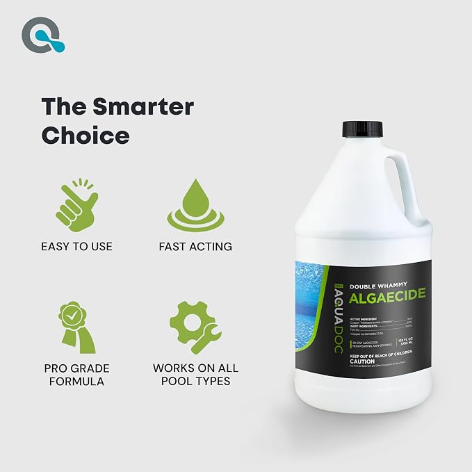 AquaDoc Copper Pool Algaecide for Swimming Pools - 128 oz - 90 Day Algaecide for Inground & Above Ground Pools - Non-Foaming, Non-Staining Formula, Reduces Chlorine Demand