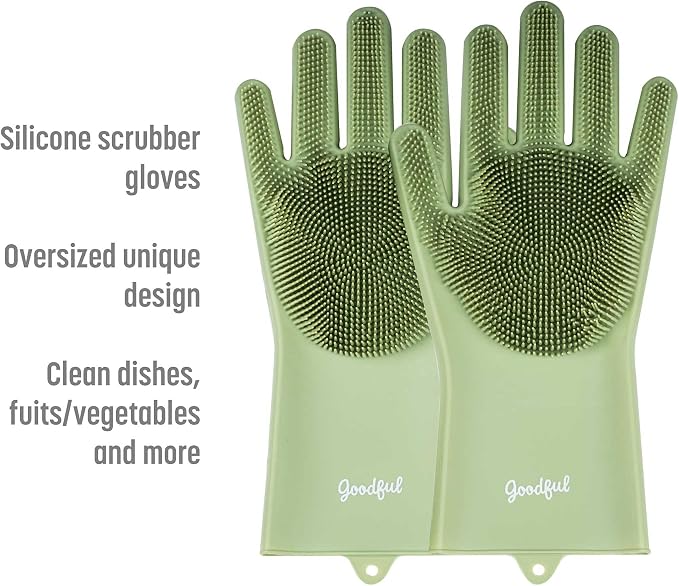 Goodful Silicone Kitchen Rubber Gloves, Oversized, Reusable, Waterproof