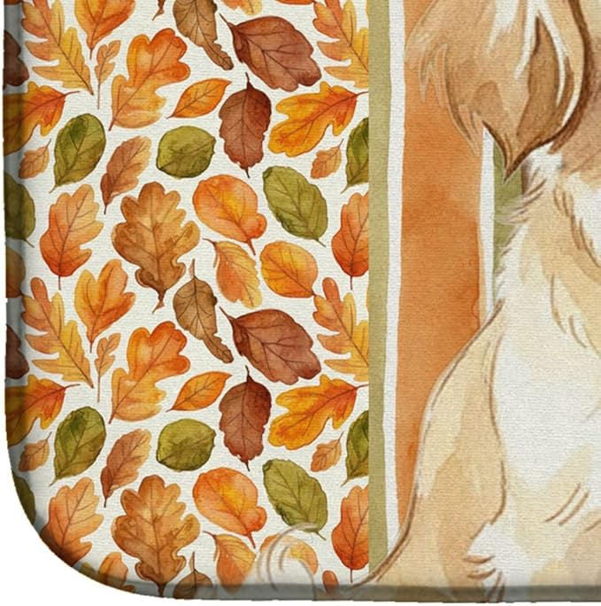 Caroline's Treasures Cream Tibetan Spaniel Heirloom Fall Dish Drying Mat Absorbent Dish Drying Mat Pad for Kitchen Counter Dish Drainer Mat for Countertop, 14 x 21", Multicolor