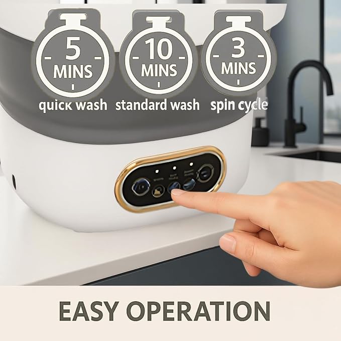 Portable Washing Machine, 17L / 4 Gal, Foldable Mini Washing Machine, Mini Portable Washer, Easy To Use, Quiet and User Friendly, Great for Dorms Small Apartments Travelling, 3 Modes