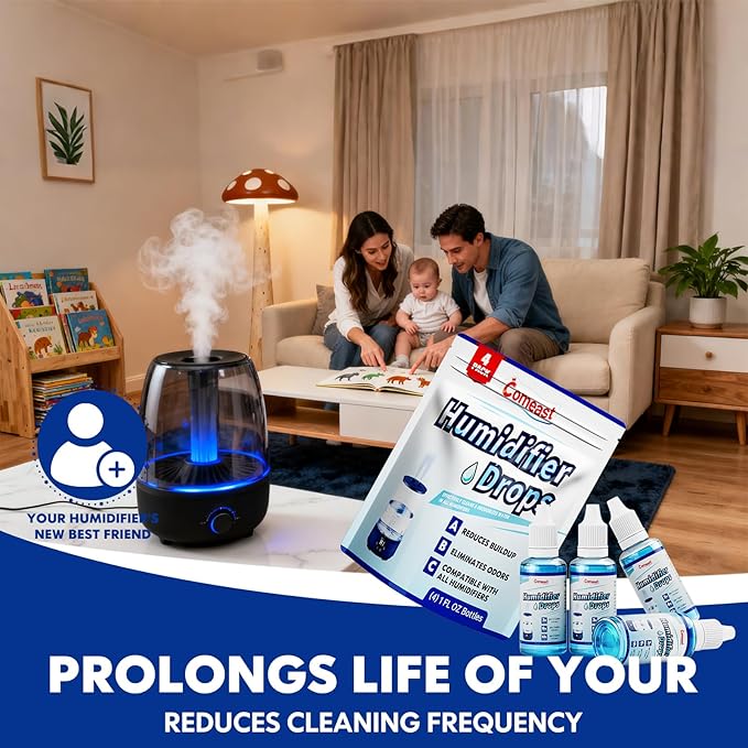 All-Purpose Humidifier Cleaner - Fits Ultrasonic/Evaporative/Warm/Cool Mist, Removes Scale/Odors, Safe for Home/Nursery