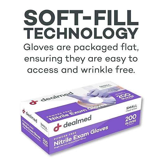 Dealmed Nitrile Exam Gloves Small (200 Count) - Disposable, Latex-Free, Powder-Free, Medical Use (Pack of 2)