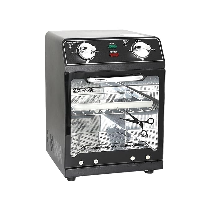 High Temperature Sterilizer, 8L Large Capacity Dry Heat Sterilizer, Max. Temperature 220℃, With Temperature Control & Timer, For Hair Salon Spa Nail Salon, Tool Sterilizer（Black）