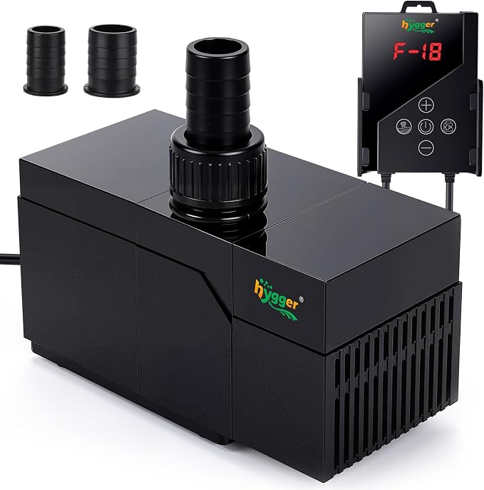 hygger 3170GPH DC Aquarium Pump with Controller, Ultra Quiet 24V Submersible Water Pump, 19.7ft High Lift Return Pump for Fish Tank, Sump, Pond, Fountain & Hydroponics (80W)