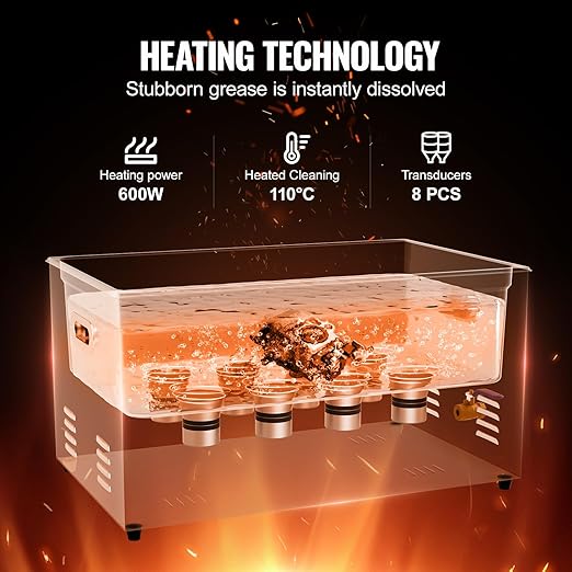 VEVOR 22L Sonic Cleaner with Heater Timer & Basket, Professional Digital Sonic Cavitation Machine, 480W Cleaning Machine for Lab Tools, Metal Parts, Carburetor, Brass, Auto Parts, Engine Parts