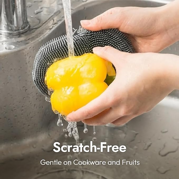 carrotez 2 Pack Silicone Dish Scrubbers, Scratch-Free Kitchen Sponge