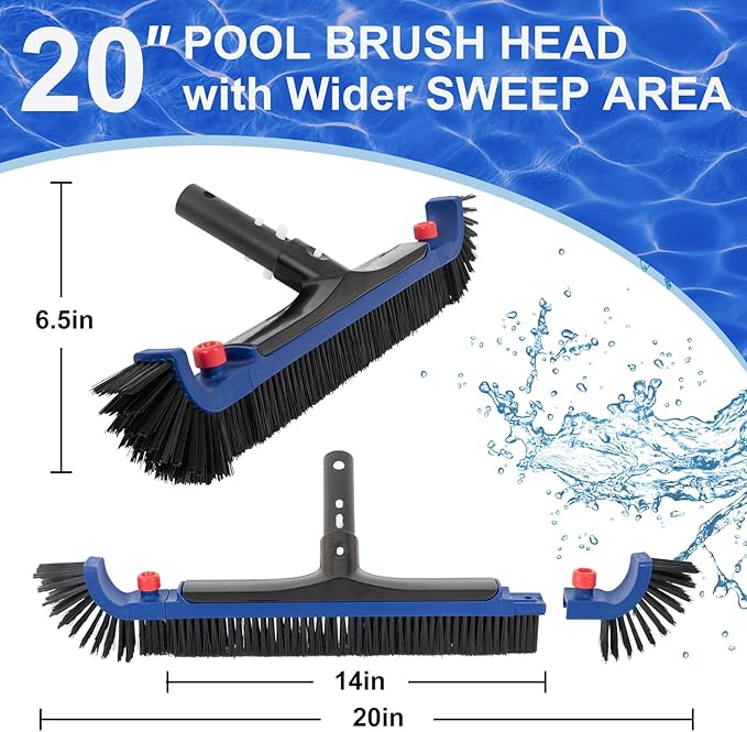 20'' Pool Brush & Ultra Fine Mesh Pool Skimmer Net