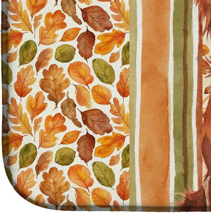 Caroline's Treasures Irish Setter Heirloom Fall Dish Drying Mat Absorbent Dish Drying Mat Pad for Kitchen Counter Dish Drainer Mat for Countertop, 14 x 21", Multicolor