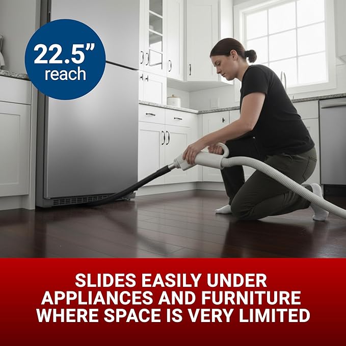 Drainvac Flexible Crevice Tool Vacuum Attachment – Long, Bendable Cleaning Nozzle for Tight Spaces and Under Furniture or Appliances – Tool Compatible with Any Residential Central Vacuum Handle