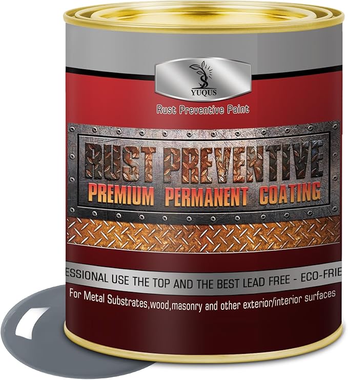 Metal Anti-Rust Paint Grey, High Gloss 32 Fl oz, Metal Primer and Protective Coating, Protects All Metals in Marine and Undercoating in Automotive & Snow-Handling Vehicles