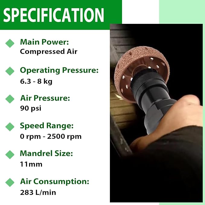 Air Tire Repair Polish Patch Tools, Include 2500rpm Low Speed Air Tire Buffer Tire Inner Liner Scrapper Patch Roller 4Pcs Tungsten Steel Buffing Wheel