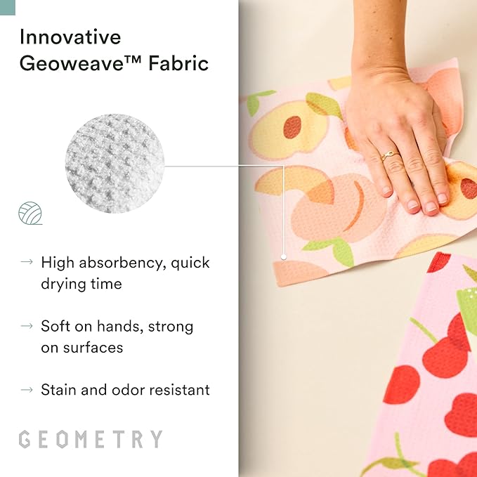 GEOMETRY Kitchen Dish Cloths - Spring & Summer Collection - Premium Dishcloths with Geoweave - Absorbent & Fast Drying Kitchen Towels - Sweet Spring, 10" x 10" - 3-Pack