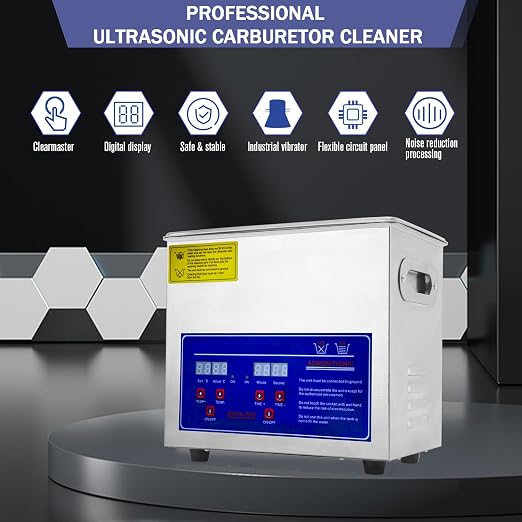 Heated Ultrasonic Parts Cleaner 3L Industrial Ultrasonic Carburetor Cleaner Machine with Digital Timer, Ultrasonic Parts Cleaner Automotive for Coin Dental Watch Cleaning, 110V