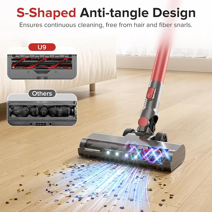 Tipdiy Cordless Vacuum Cleaner with Self-Standing, [Optimized Noise Reduction] 40KPA 8-in-1 Lightweight Rechargeable Stick Vacuum, 7-Layer Filtration,Ideal for Carpet, Pet Hair, Hardwood Floors