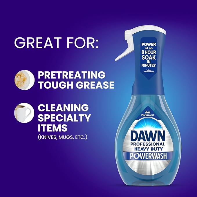 Dawn PRO Heavy Duty Powerwash, Bulk Foaming Dish Spray Refills for Cleaning Burnt-On Grease in Commercial Kitchens, 16 fl oz (Case of 6)