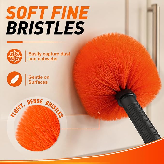 LAANPOLE Cobweb Duster, Spider Web Brush for Cleaning, Professional Ceiling and Corner Dusters for Outdoor Indoor Use