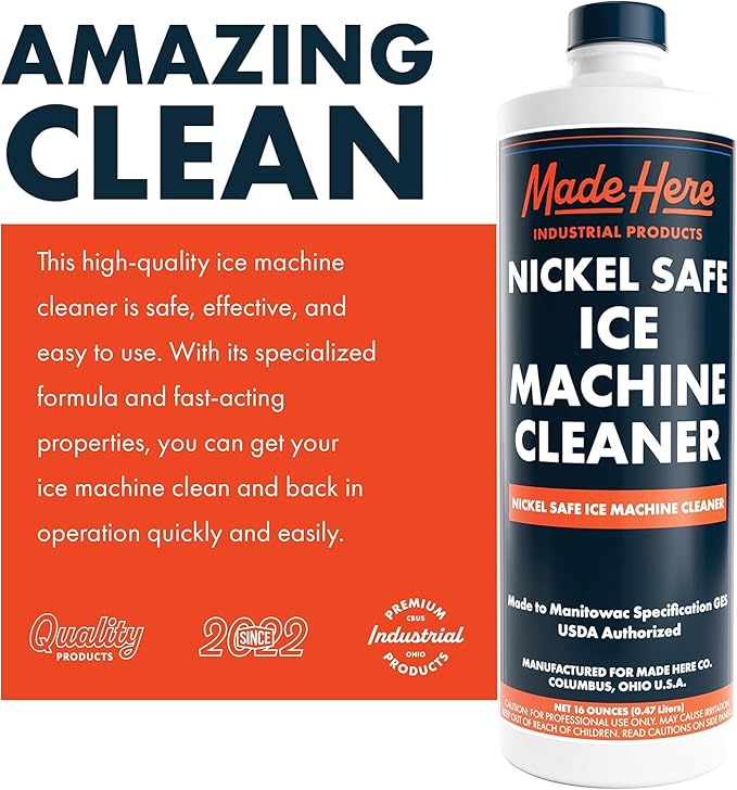 Made Here Co. Nickel-Safe Ice Machine Cleaner & Descaler - 16 oz (4-Pack) - Powerful Descaler for Nickel-Based Ice Makers - Safe for Home & Commercial Use