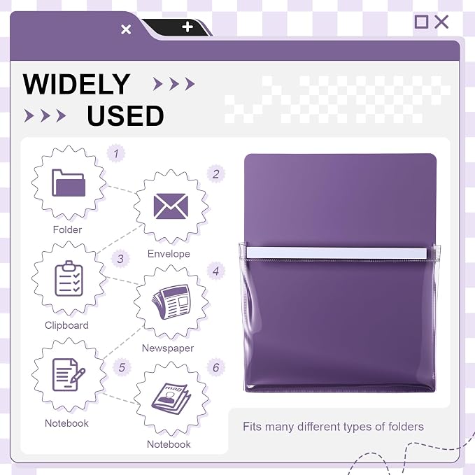 6 Pcs Magnetic File Holder Paper Holder Magnetic Pen Dry Erase Marker Organizer Magnet Pocket Pouch for Whiteboard Refrigerator, 12 x 9.5 in(Dark Color)