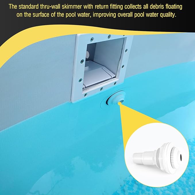 Above Ground Pool Skimmer Kit, Standard Thru-Wall Skimmer, Pool Wall Skimmer, Complete Above Ground Pool Skimmer Box System (White)