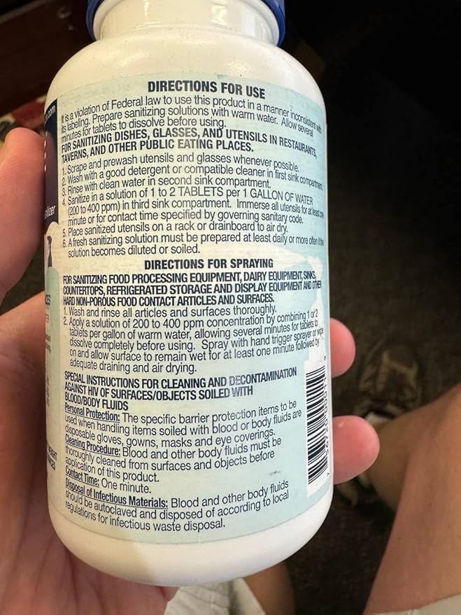6 Bottles Steramine Sanitizer Tablets w/15x QT-10 Test Strip - Multi Purpose Steramine Sanitizing Tablets for Food Contact Surface, Kitchen, Restaurant, Diner & Food Service by FryOilSaver (900 Count)