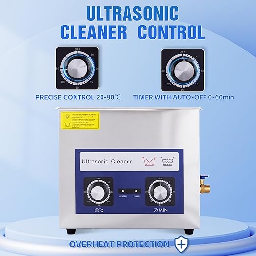 6.5L Ultrasonic Cleaner Machine with Heater Timer, 180W Stainless Steel Ultrasonic Washing Machine, 40KHz Sonic Jewelry Glasses Parts Washer for Jewelry Eyeglasses Tools Parts