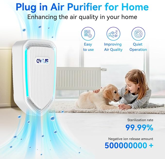 8Pack Air Ionizer Plug In, Filterless Home Negative Air Purifier, Quiet Air Freshener Portable Cleaner for Odors Smoke Dust, Air Purifiers for Home Office, Bedroom, Kitchen