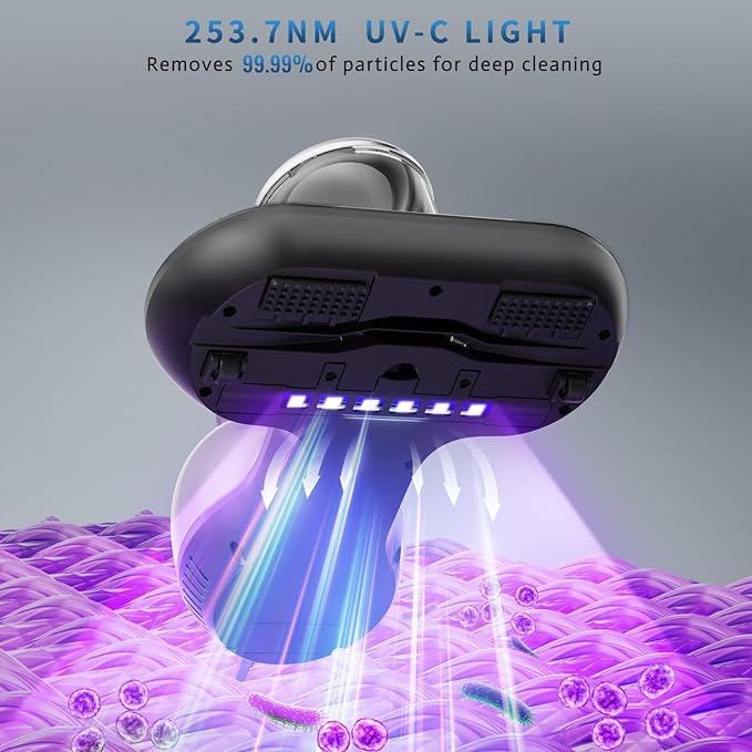 Hersven Mattress Vacuum Cleaner, 16KPa Handheld UV Bed Vacuum, 12800 Vibrations Per Min, Effectively Cleans Mattresses, Pillows, Sofas, Carpets & Fabric Surfaces
