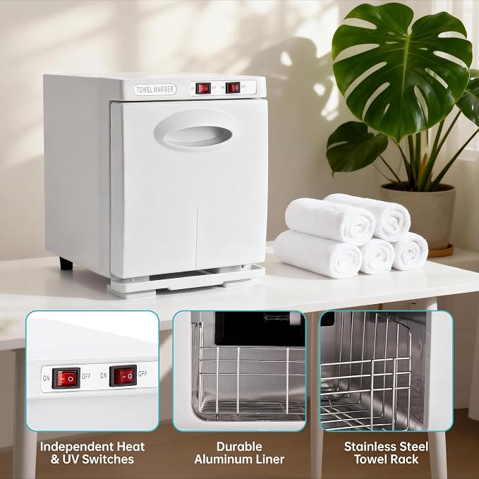 NOVAL Towel Warmer Cabinet, 5L Hot Towel Warmer for Barber Shop, Fast Heating Compact Towel Heater for Spa, Salon & Home Use, Holds 8–10 Towels