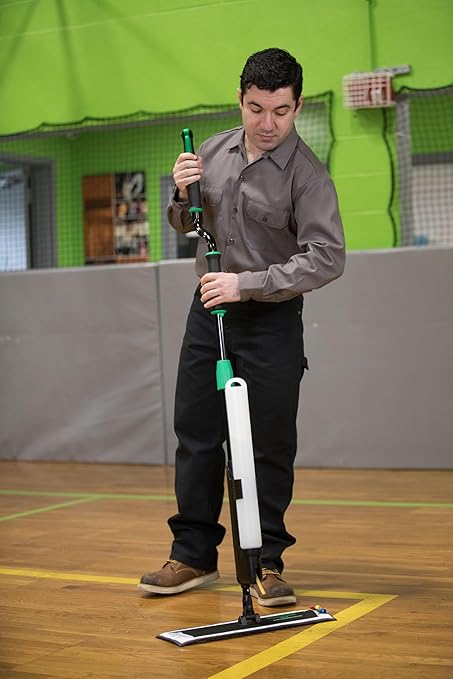 Unger Commercial Excella 18" Offset Starter Cleaning Kit - Ergonomic Floor Mop with Height Adjustable Pole and Refillable Dispensing Bottle - EFHC1
