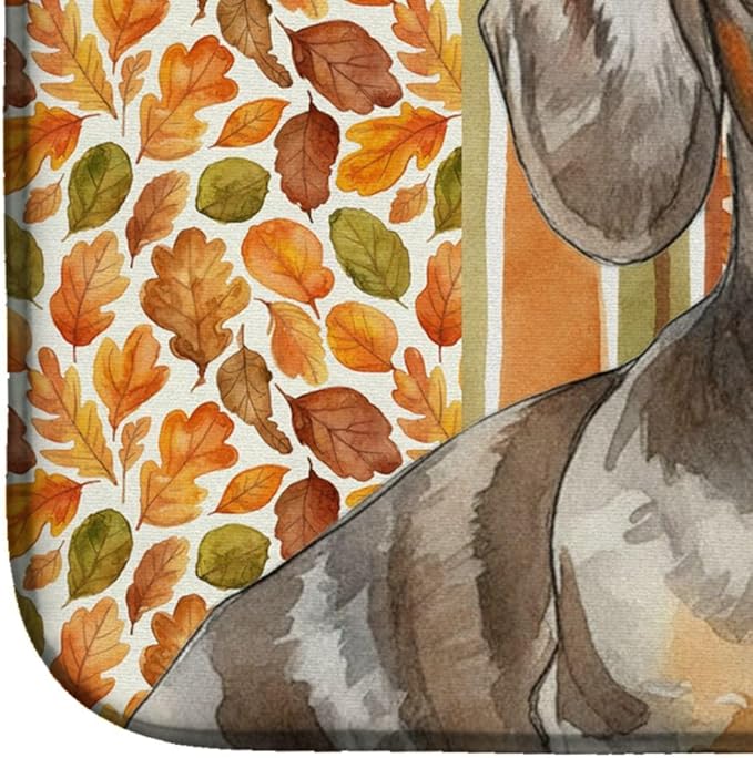 Caroline's Treasures Dapple Dachshund Heirloom Fall Dish Drying Mat Absorbent Dish Drying Mat Pad for Kitchen Counter Dish Drainer Mat for Countertop, 14 x 21", Multicolor
