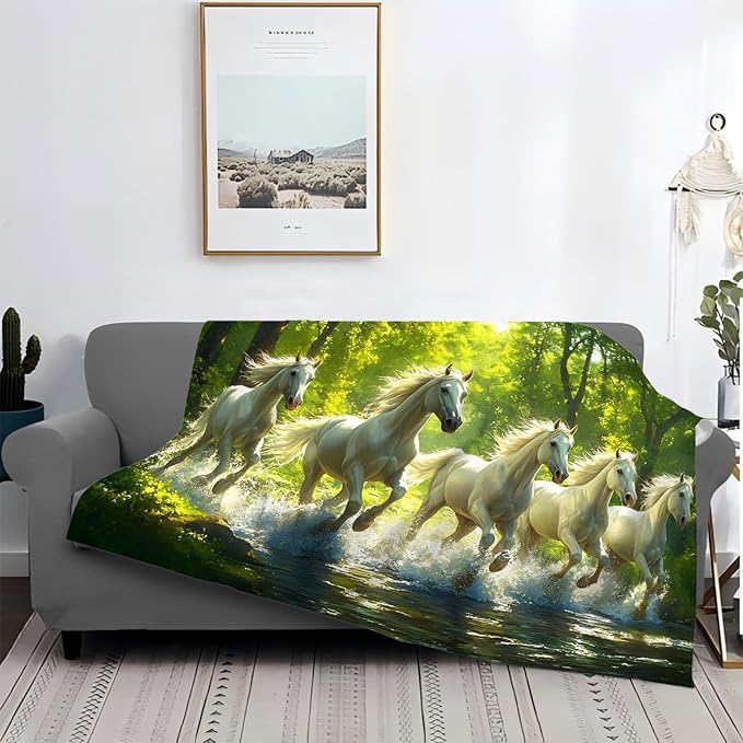 Tijuboni Horses Throw Blanket Horse Gifts for Girls Boys Women Men Kids Adults Soft Flannel Fleece Blanket for Couch Sofa Bed Home Decor 40"x50"