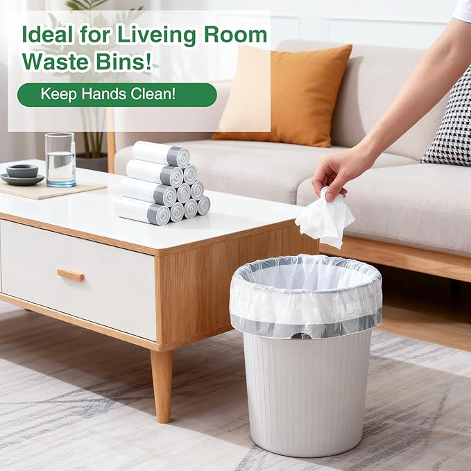 220 Counts 5 Gallon Trash Bag Drawstring Small Trash Bags, Thick Pre-separated Garbage Bags, Trash Bin Liners, Suitable for bathroom, kitchen, bedroom, office (White)