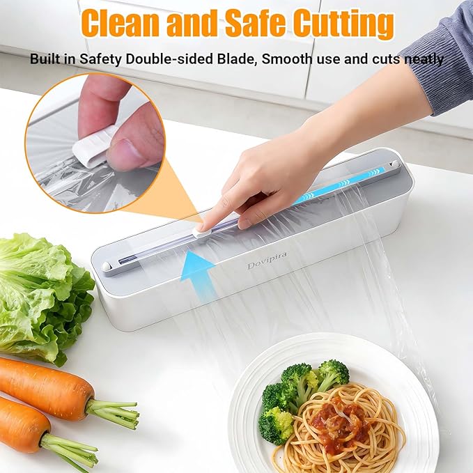 2 Pack Large Magnetic Plastic Wrap and Foil Dispenser with Cutter | Magnetic & Adhesive Mounting, Fits for Max 12.8In x 984Ft of Plastic Wrap, 12.8In x 328Ft of Foil & Parchment Paper