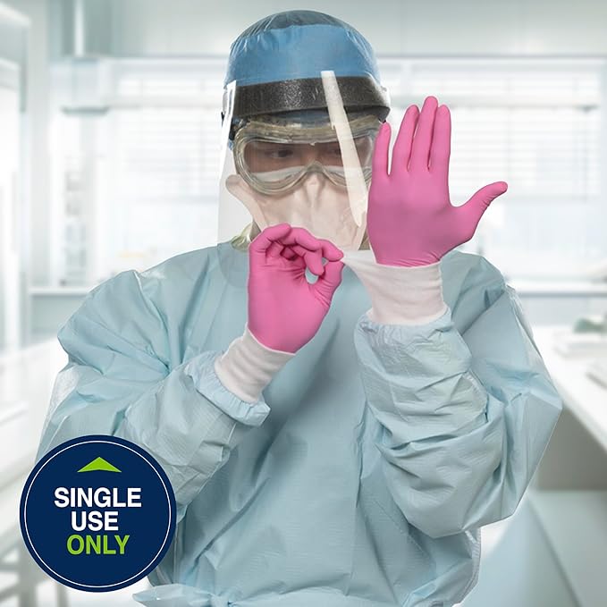 HALYARD PINK UNDERGUARD Nitrile Exam Gloves, Powder-Free, 4.7 mil, Extended 12" Cuff, Pink